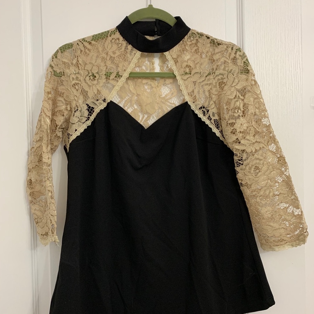 Project Long Sleeve Cut Out Lace Top